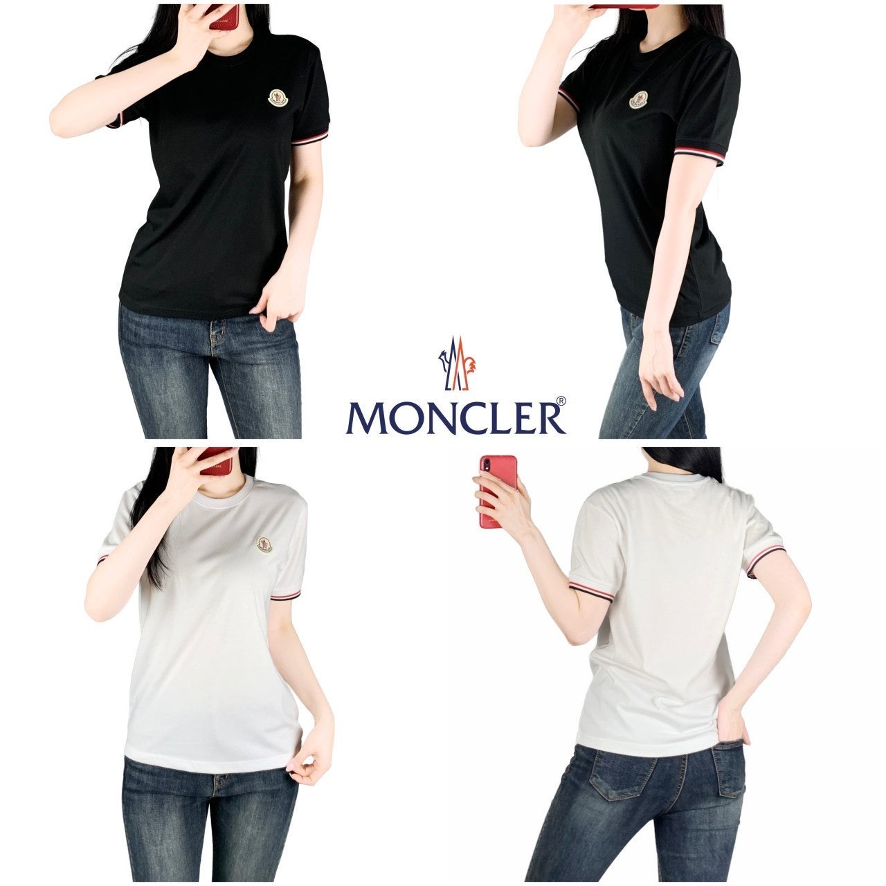 몽클 삼색칼라 기본 와펜 반팔