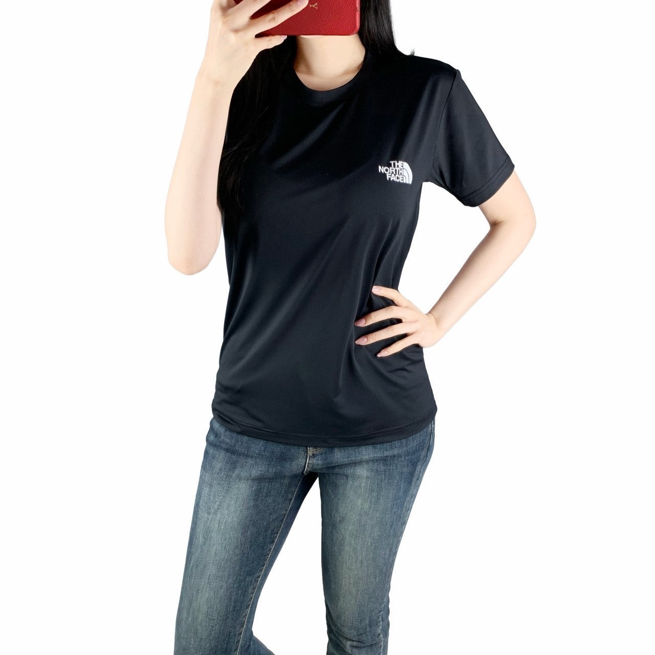 노스 등판 빅로고 실리콘 나염 기능성 스판 반팔