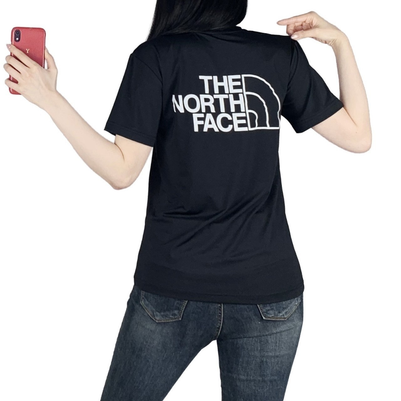 노스 등판 빅로고 실리콘 나염 기능성 스판 반팔