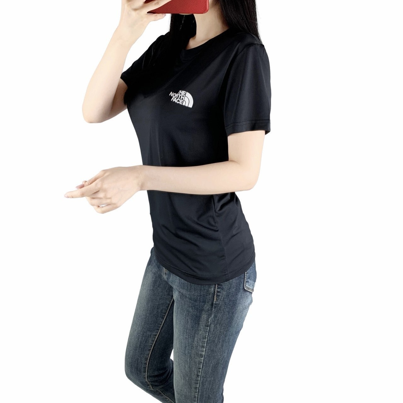 노스 등판 빅로고 실리콘 나염 기능성 스판 반팔