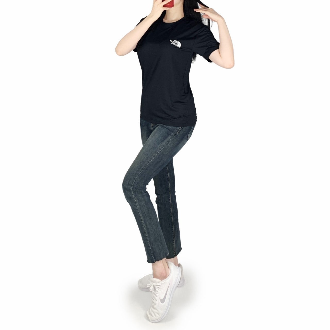 노스 등판 빅로고 실리콘 나염 기능성 스판 반팔