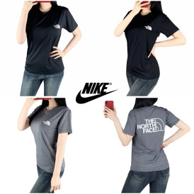 노스 등판 빅로고 실리콘 나염 기능성 스판 반팔