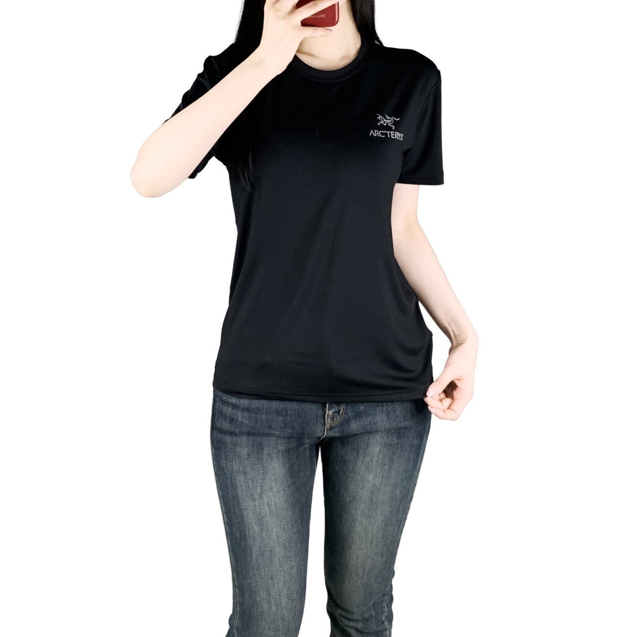 아크 로고 실리콘 나염 기능성 스판 반팔