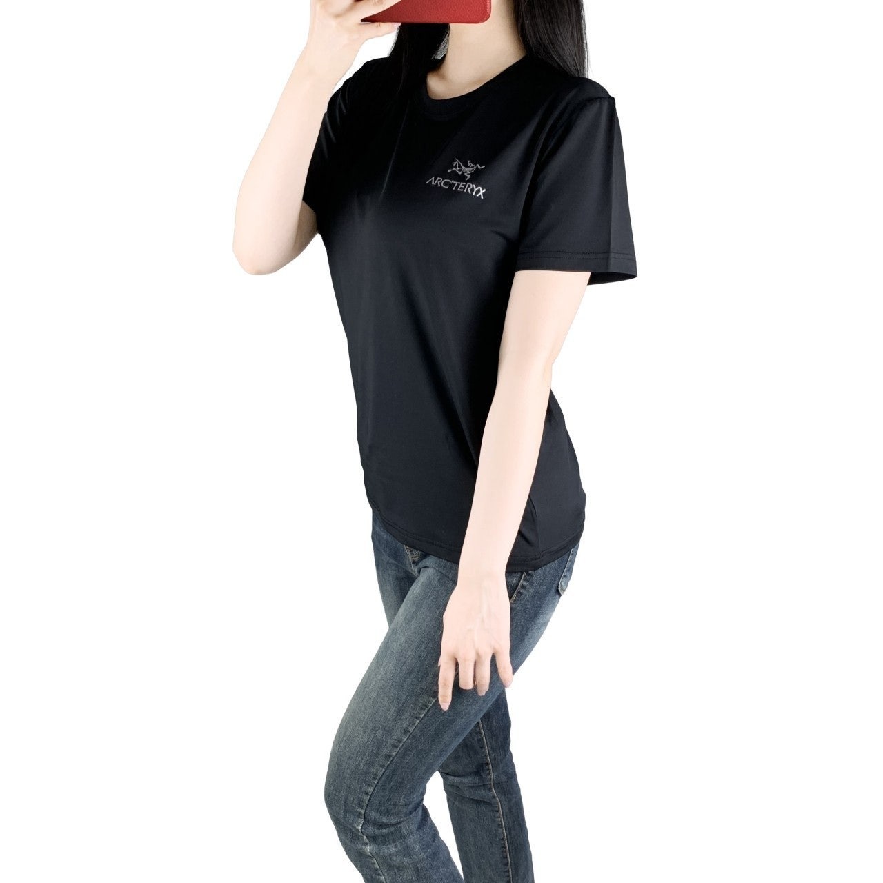 아크 로고 실리콘 나염 기능성 스판 반팔