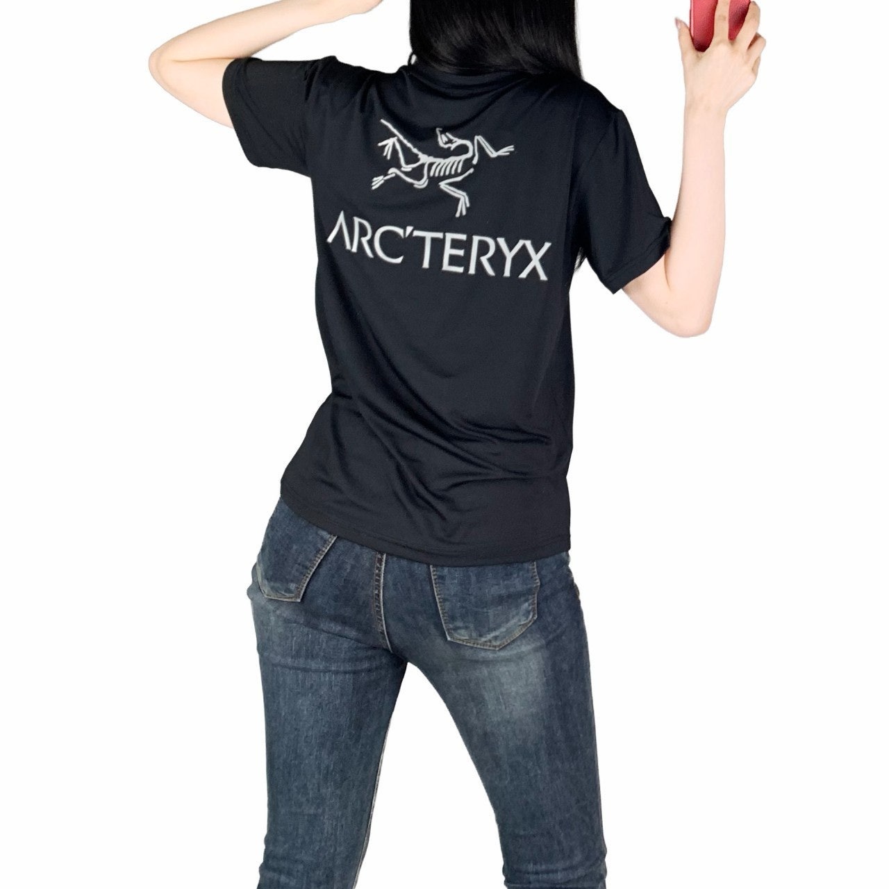 아크 로고 실리콘 나염 기능성 스판 반팔