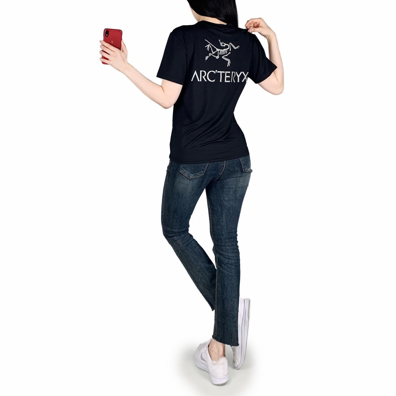 아크 로고 실리콘 나염 기능성 스판 반팔