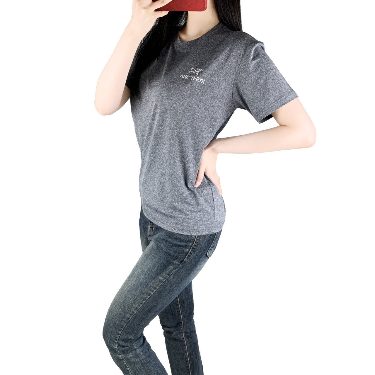 아크 로고 실리콘 나염 기능성 스판 반팔