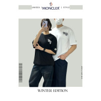 몽클 엠보싱자수 오버핏 CP 면 반팔