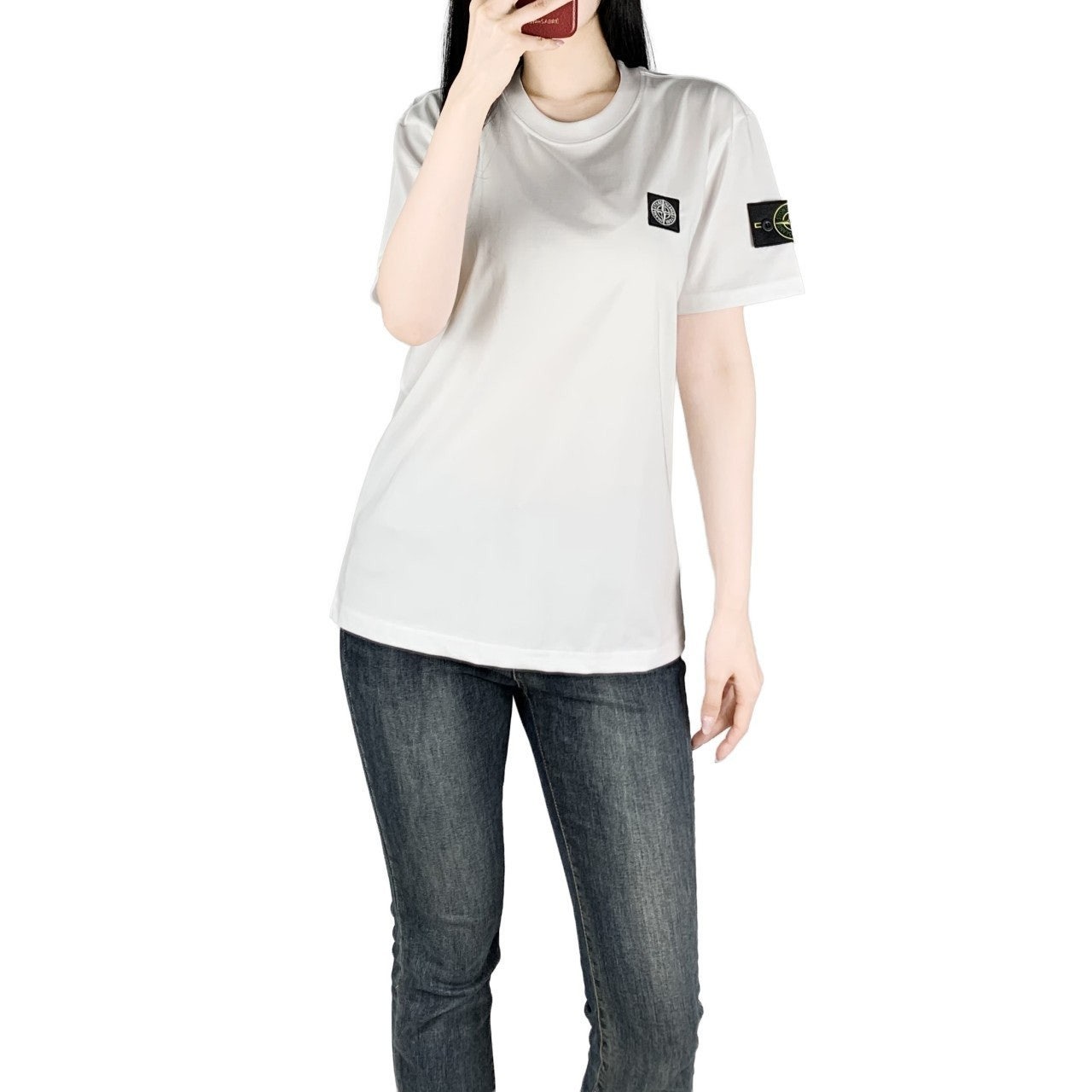 스톤 자수 와펜 반팔