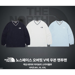 노스 오버핏 V넥 우븐 맨투맨