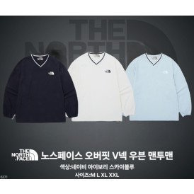 노스 오버핏 V넥 우븐 맨투맨