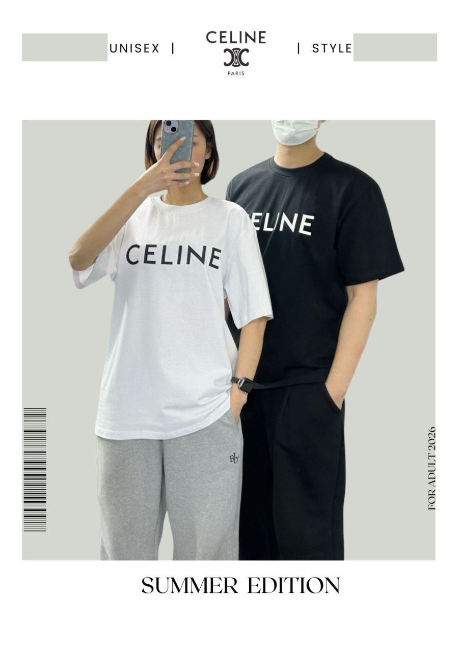 셀린느 티셔츠 로고 루즈 면 반팔