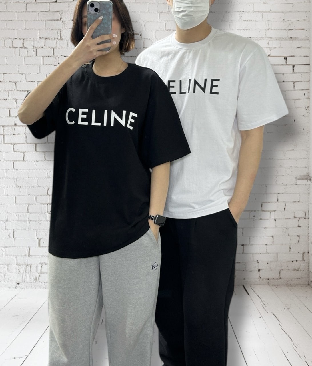 셀린느 티셔츠 로고 루즈 면 반팔