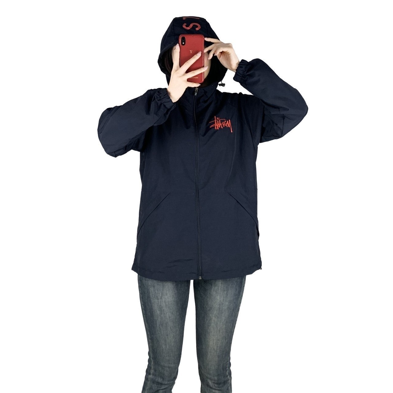 스투시 베이직 빅로고 후드 바막