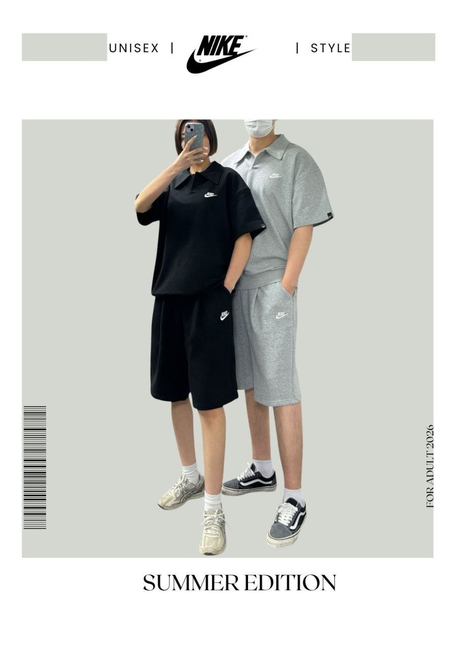 나키 캐주얼 카라 반팔 반바지 세트