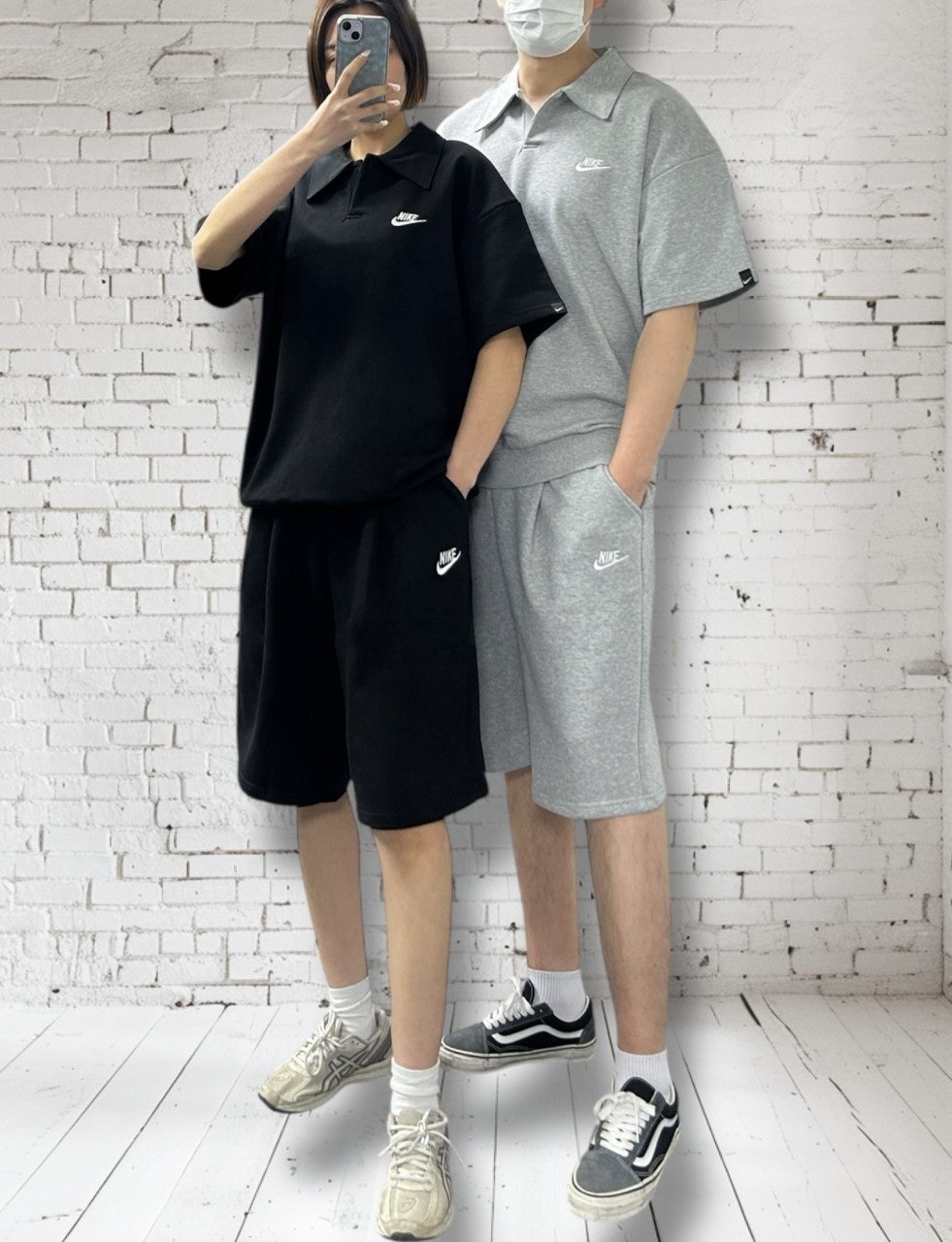 나키 캐주얼 카라 반팔 반바지 세트