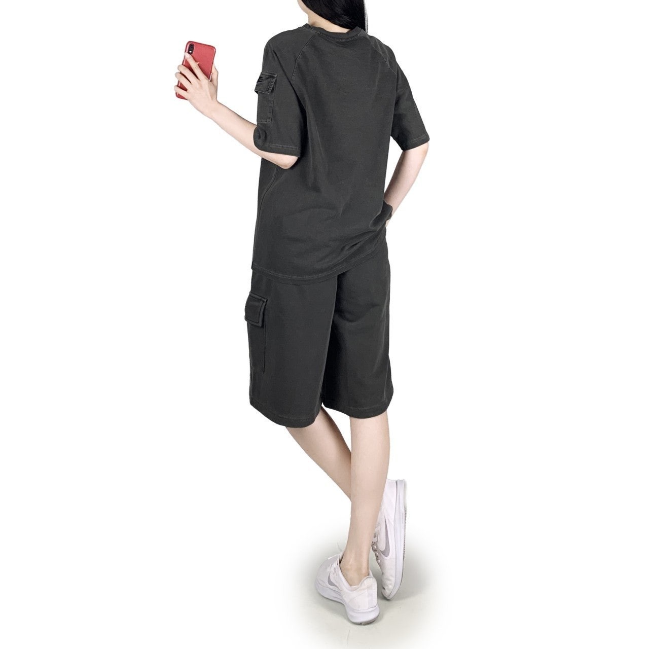 나키 피그먼트 반팔 반바지 세트