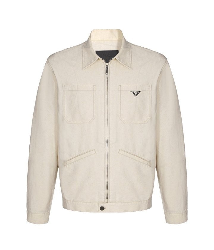 프라다 샴브레이 블루종 재킷 내츄럴