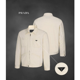 프라다 샴브레이 블루종 재킷 내츄럴
