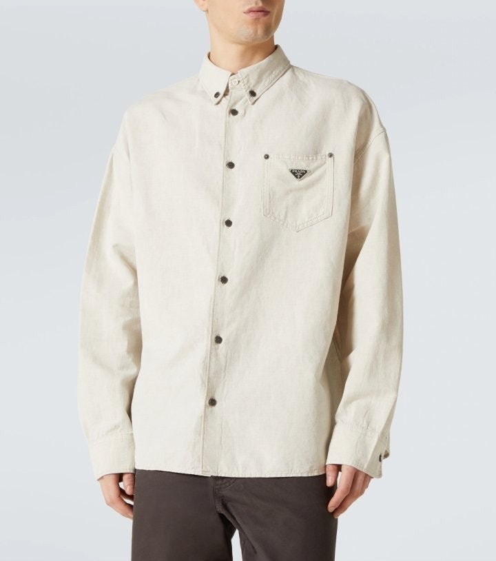 프라다 린넨 샴브레이 셔츠