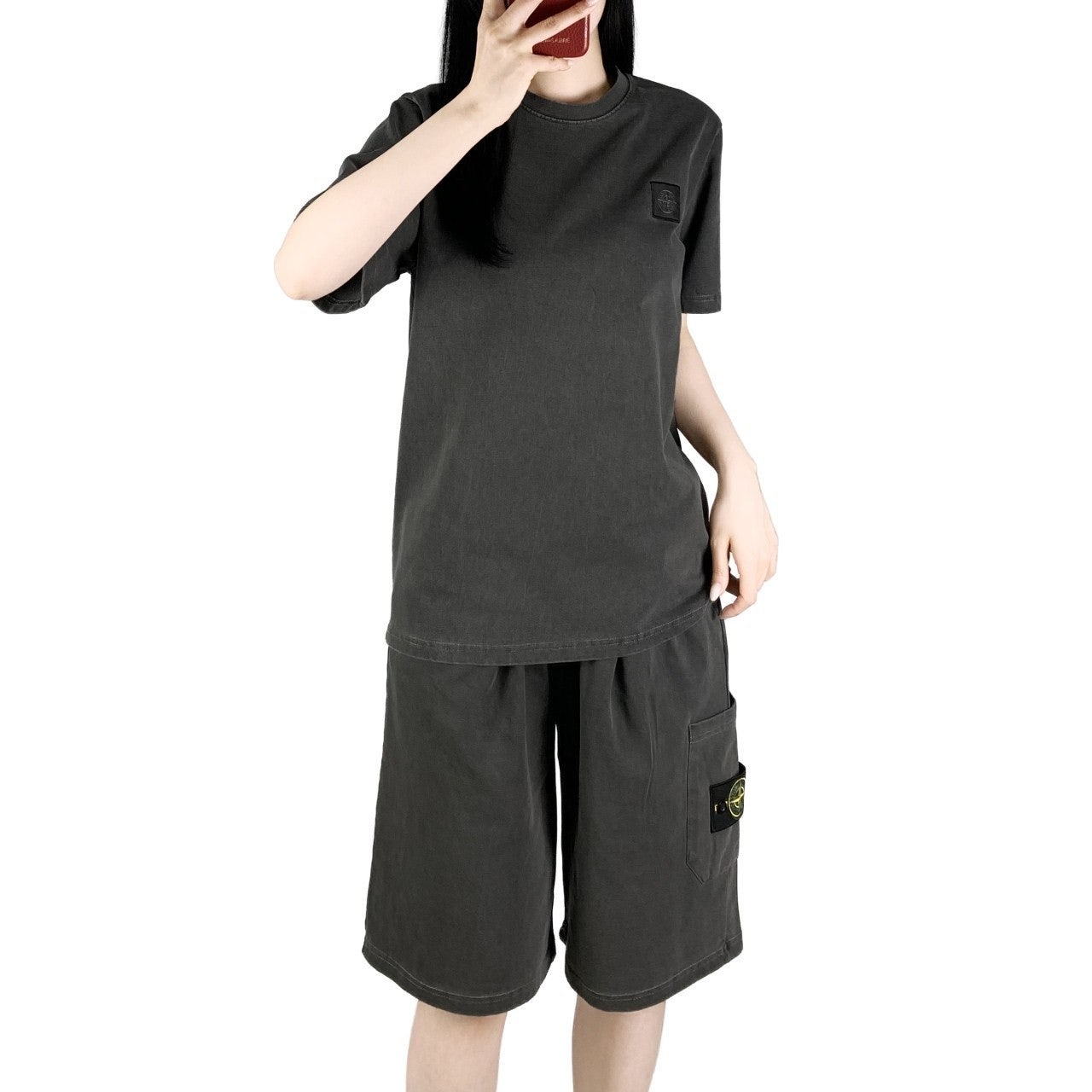 스톤 피그먼트 반팔 반바지 세트