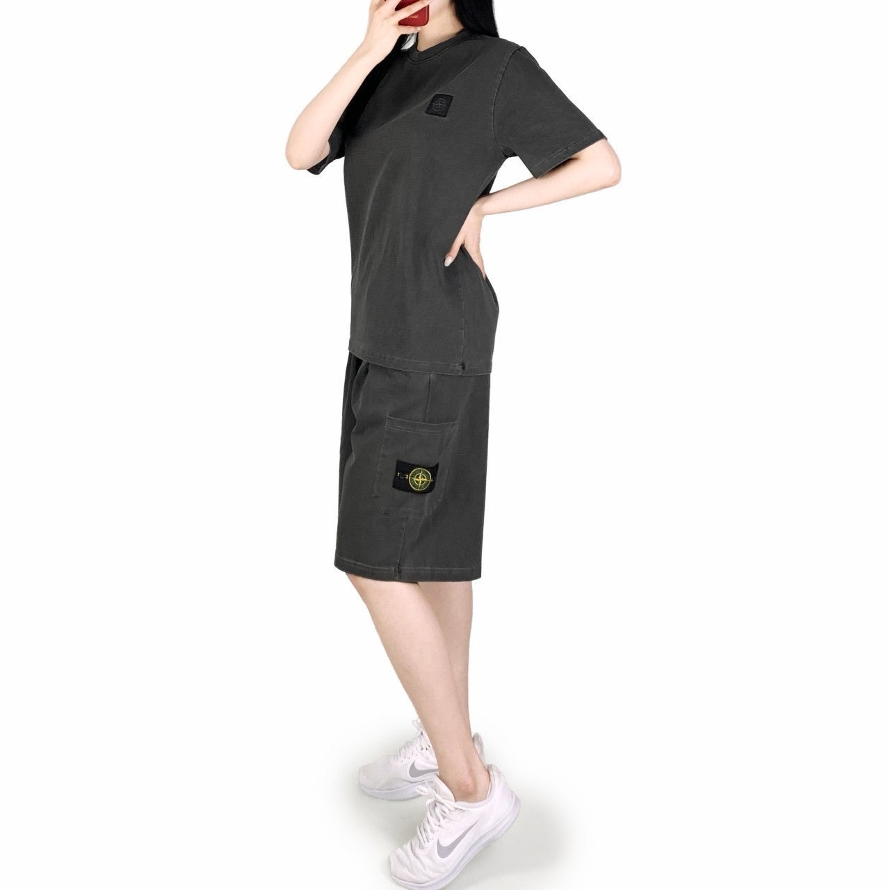 스톤 피그먼트 반팔 반바지 세트