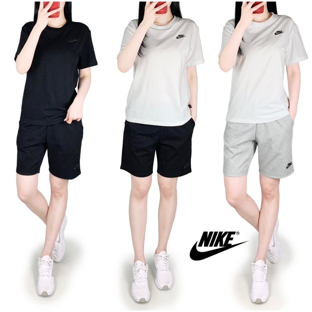 나키 스판 슈즈 반팔 반바지 세트