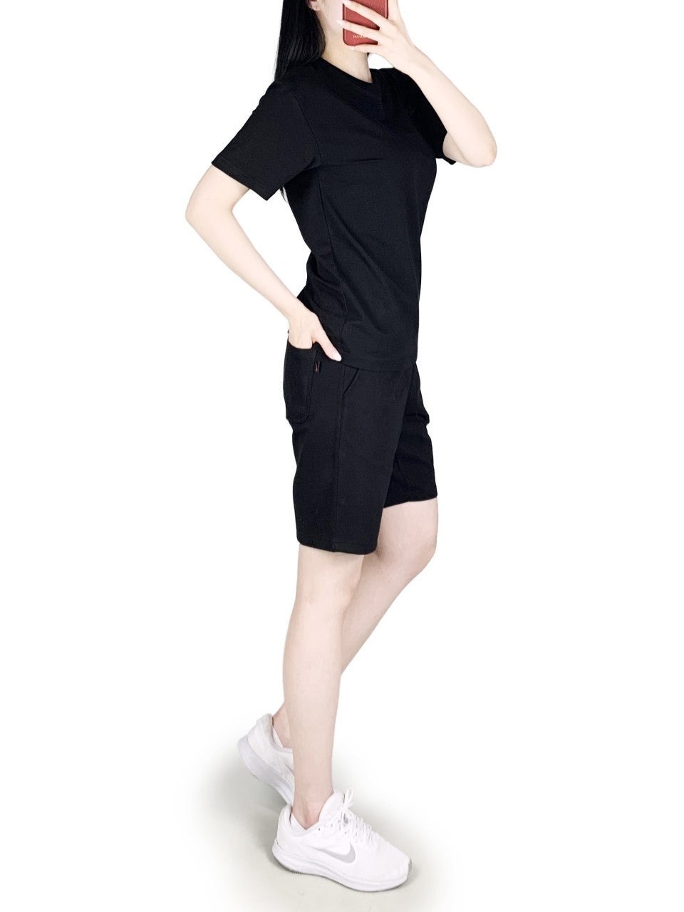 나키 스판 슈즈 반팔 반바지 세트