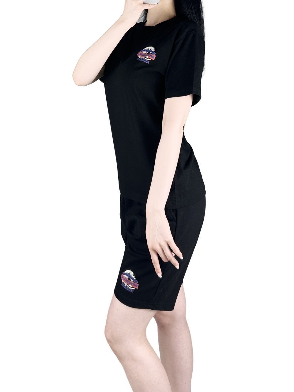 파타 스판 반팔 면 반바지 세트