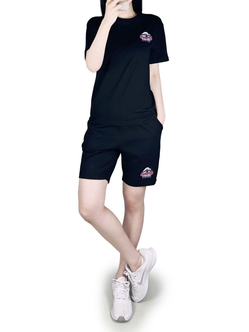 파타 스판 반팔 면 반바지 세트