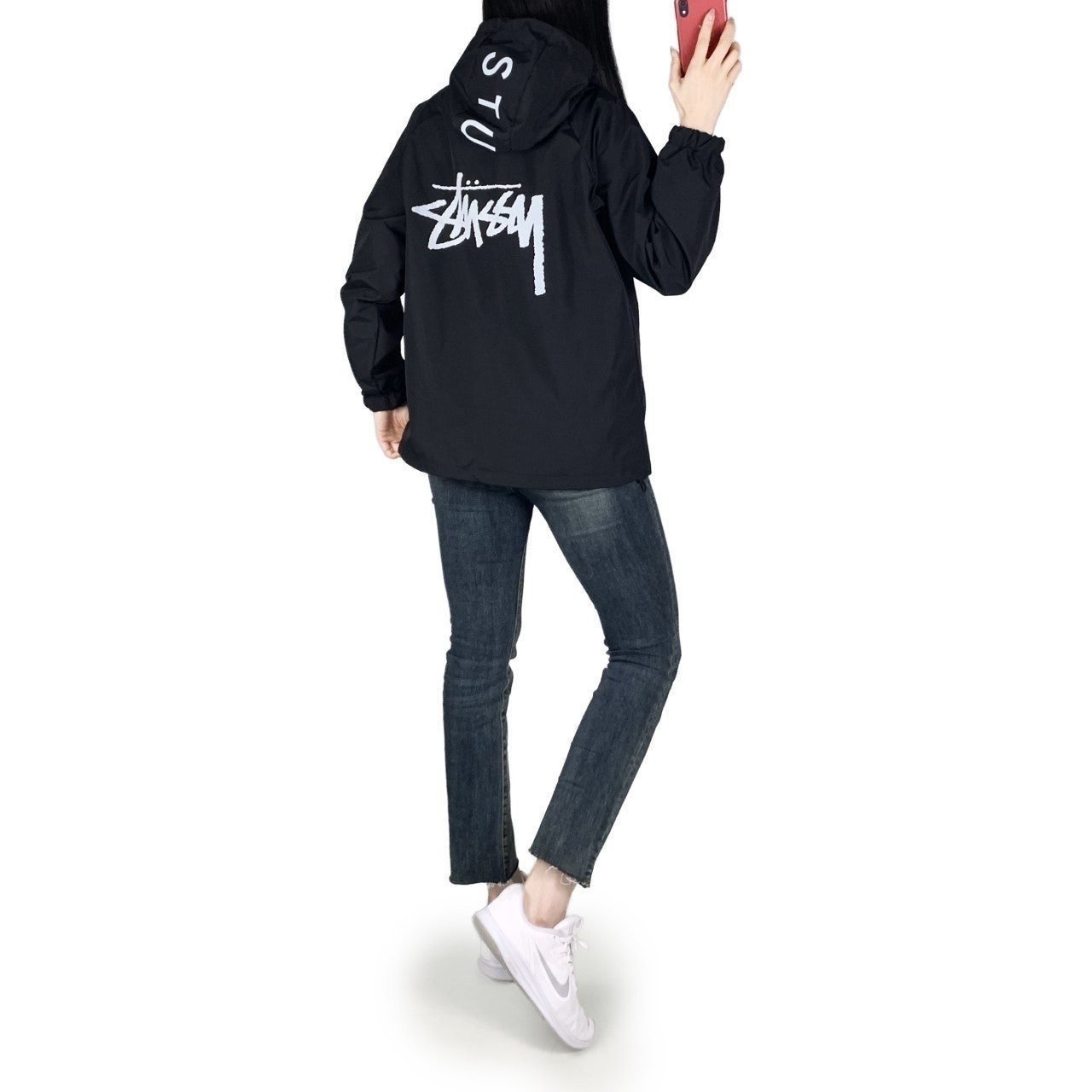 스투시 베이직 빅로고 후드 바막