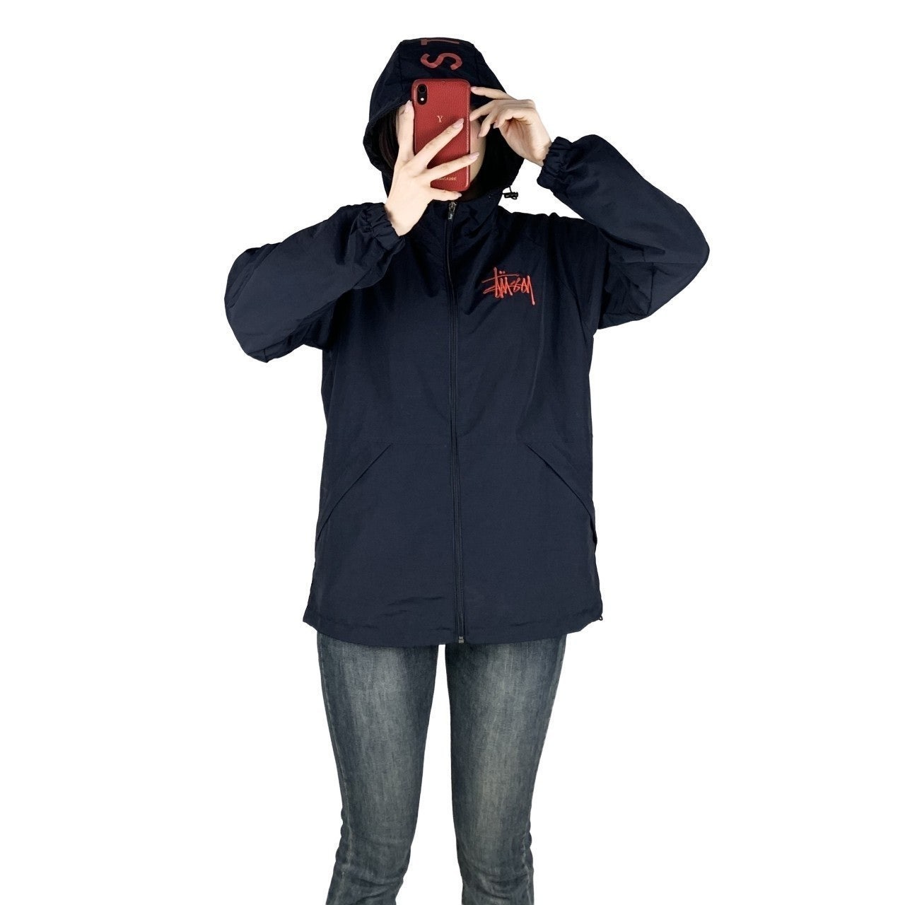 스투시 베이직 빅로고 후드 바막