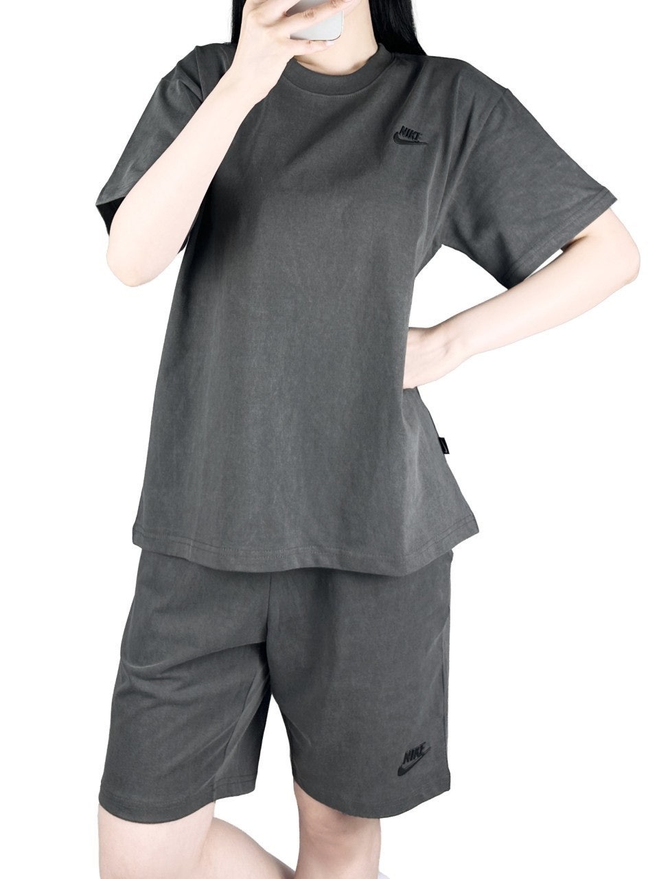 나키 피그먼트 반팔 반바지 세트-