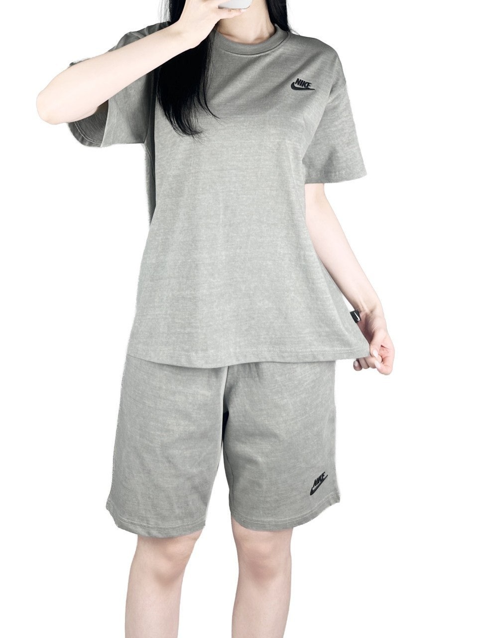 나키 피그먼트 반팔 반바지 세트-