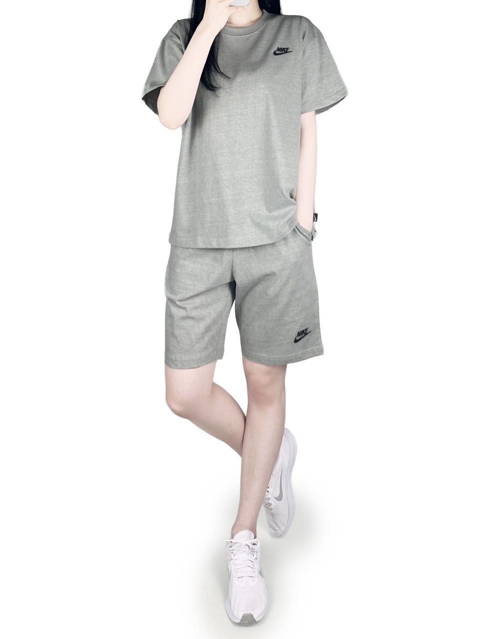 나키 피그먼트 반팔 반바지 세트-