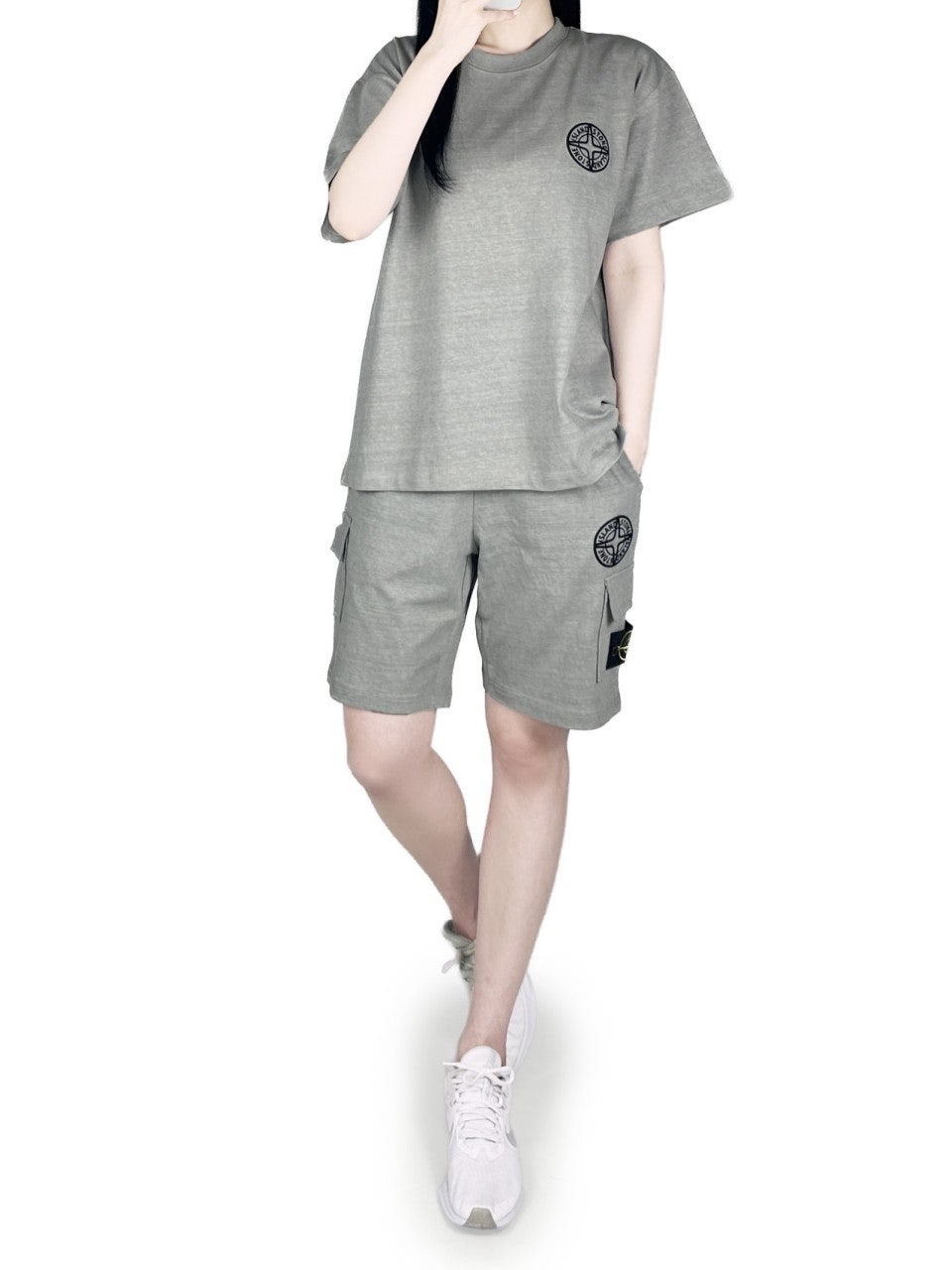 스톤 피그먼트 반팔 반바지 세트-