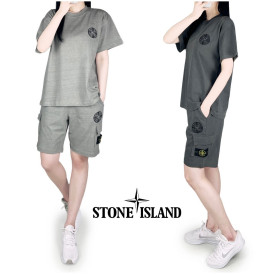 스톤 피그먼트 반팔 반바지 세트-