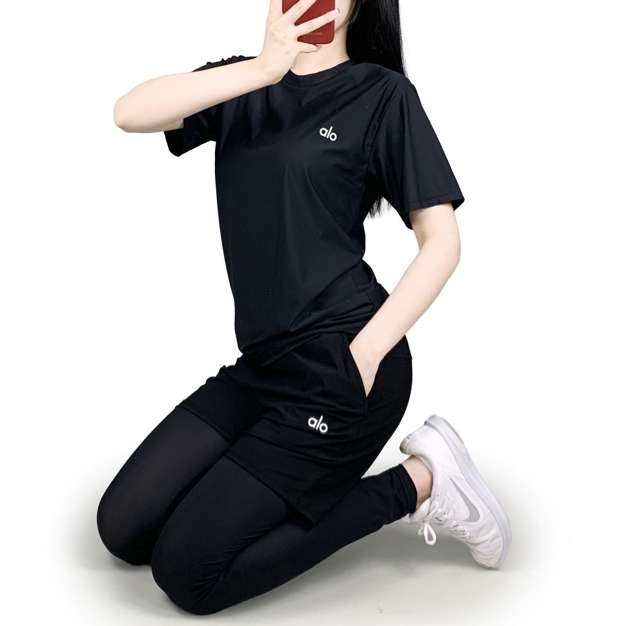 알로 냉감 반팔 반바지레깅스 세트-