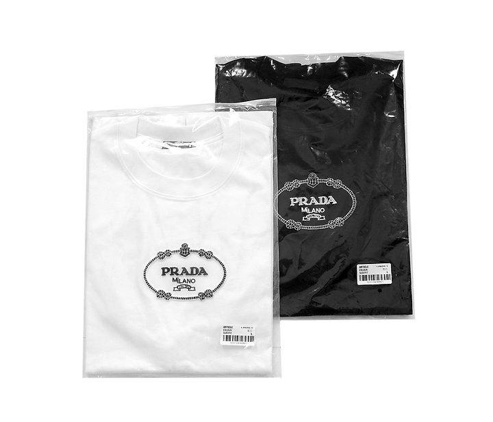 프라다 핸들 로고자수 라운드 오버핏 반팔