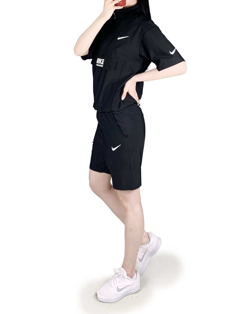 나키 차이나 반집업 반바지 세트-