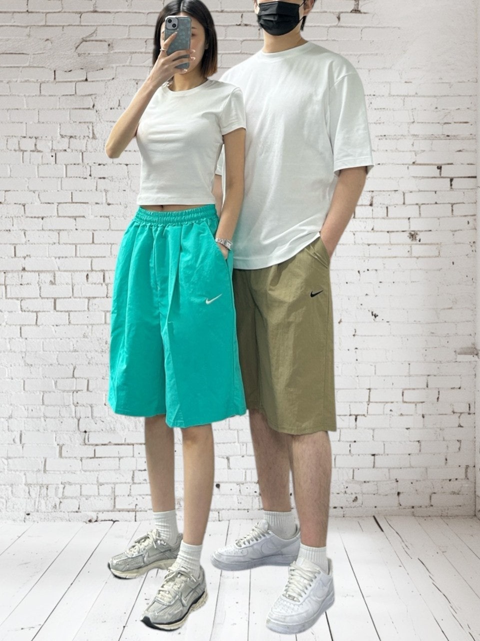 나키 턱주름 와이드 반바지-