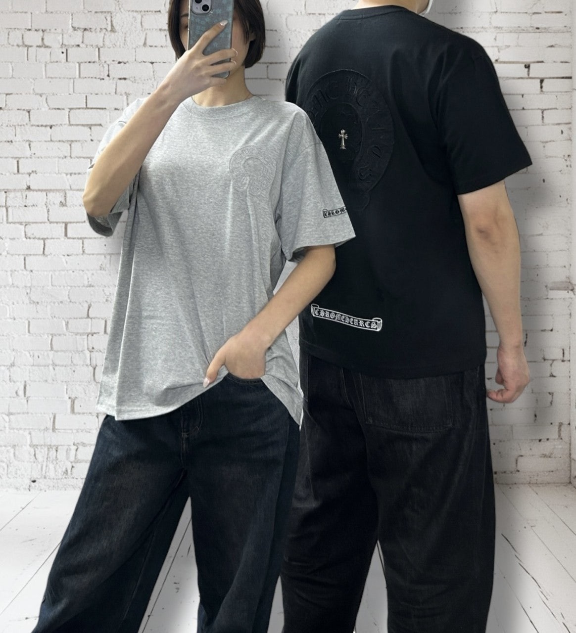크롬하츠 패치자수티 오버핏 반팔-