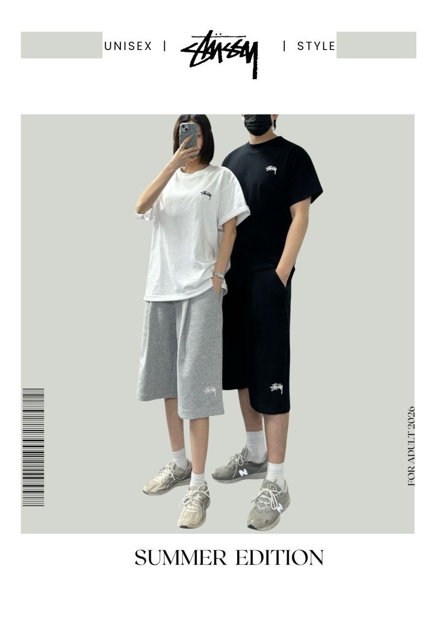 스투시 빅로고 버뮤다 반팔 반바지 세트-
