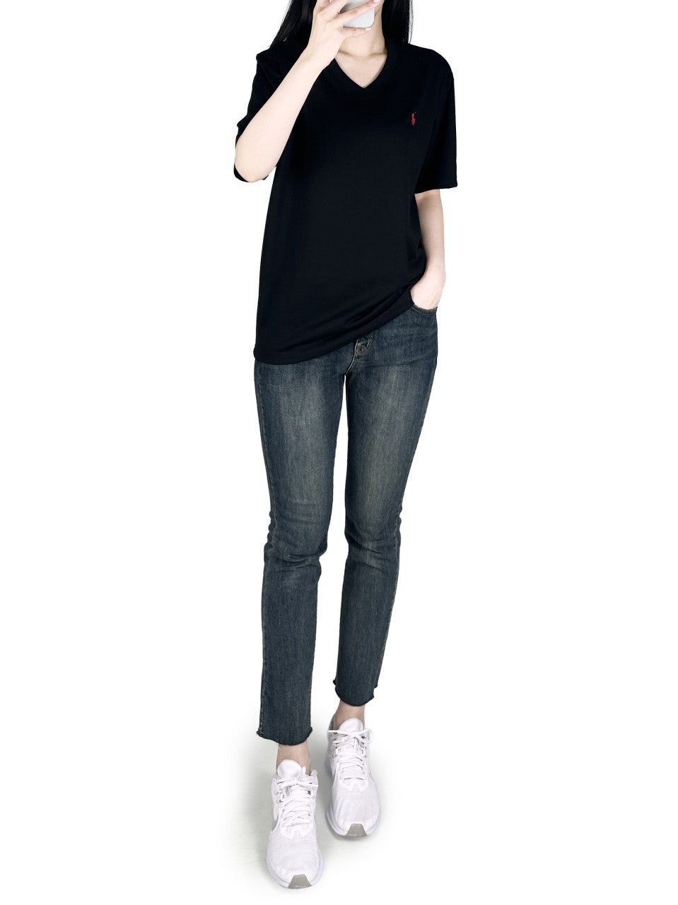 폴로 기본 브이넥 면 반팔-