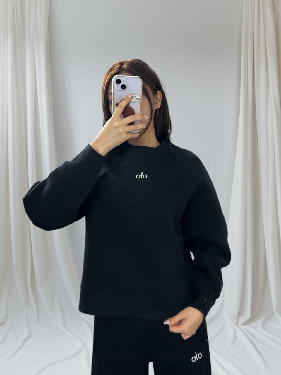 알로 여성용 맨투맨 조거바지 세트-