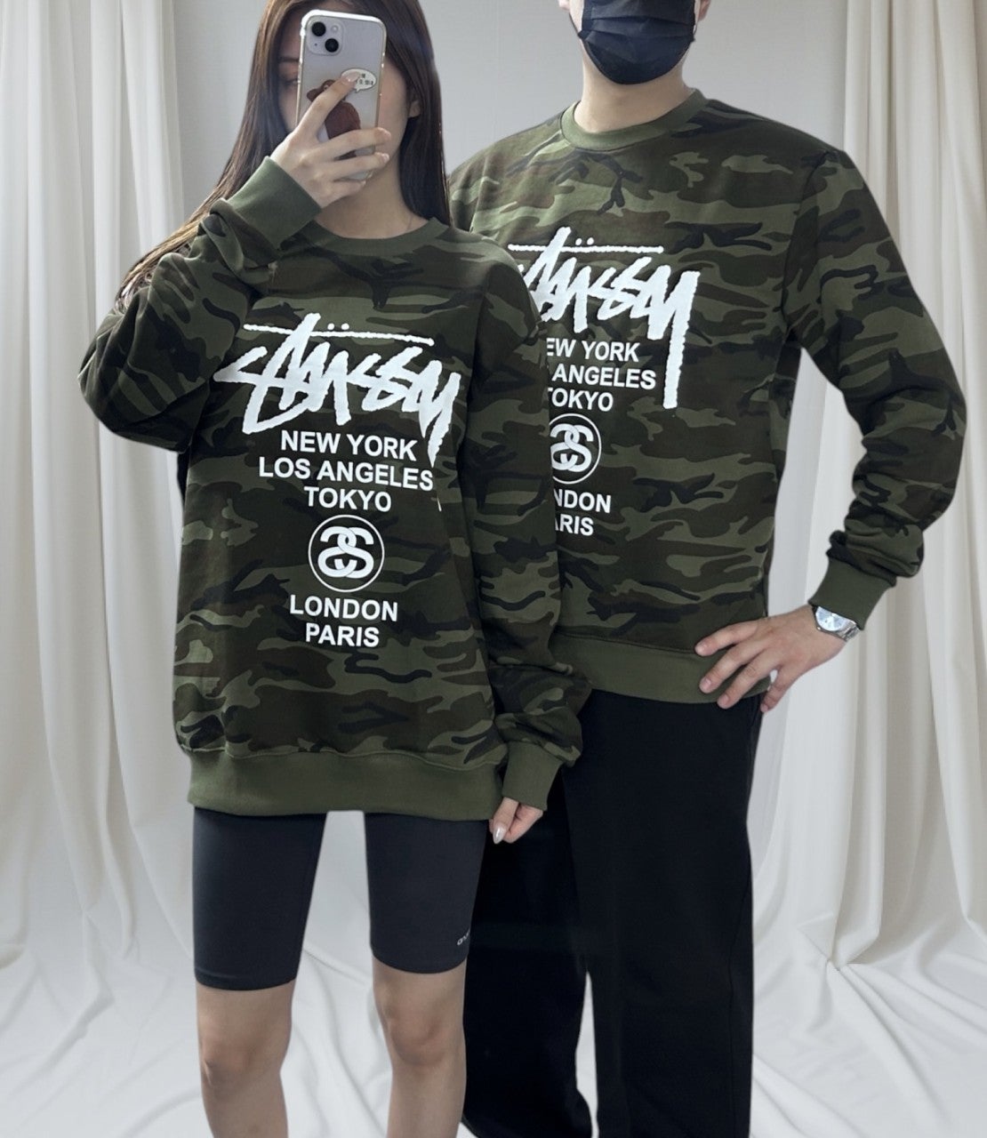 스투시 카모 맨투맨-