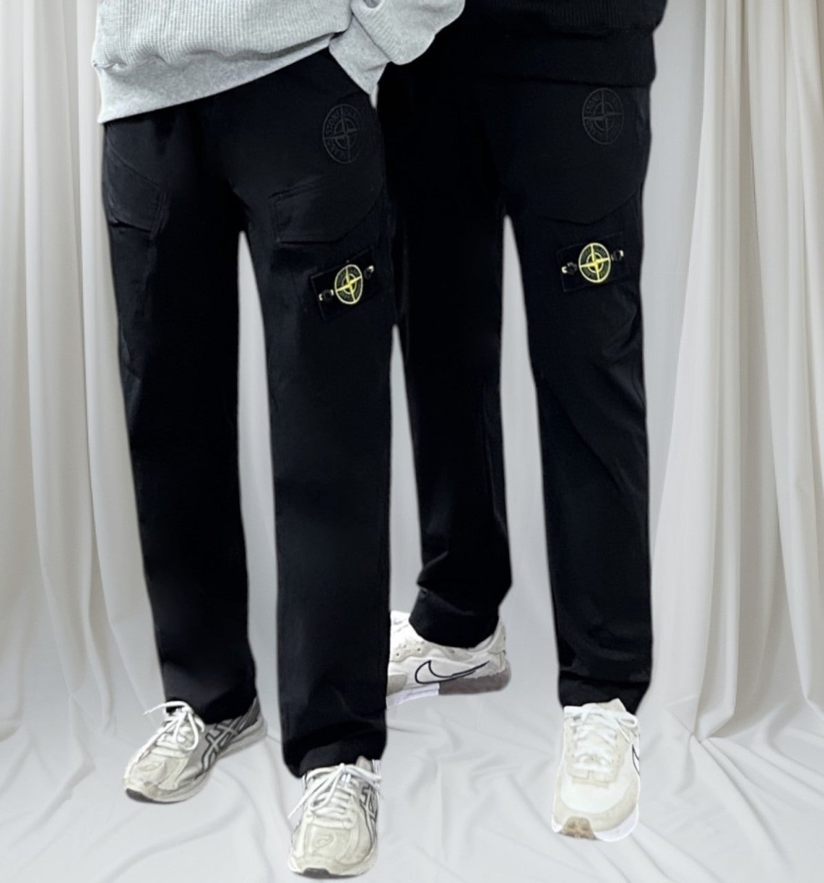 스톤 우븐 카고 바지-