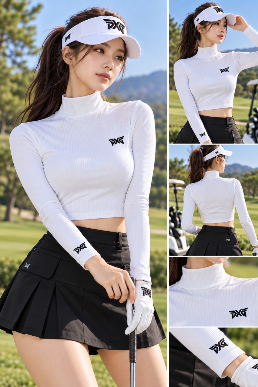 PXG 여성 하이넥 레이어 골프 티셔츠
