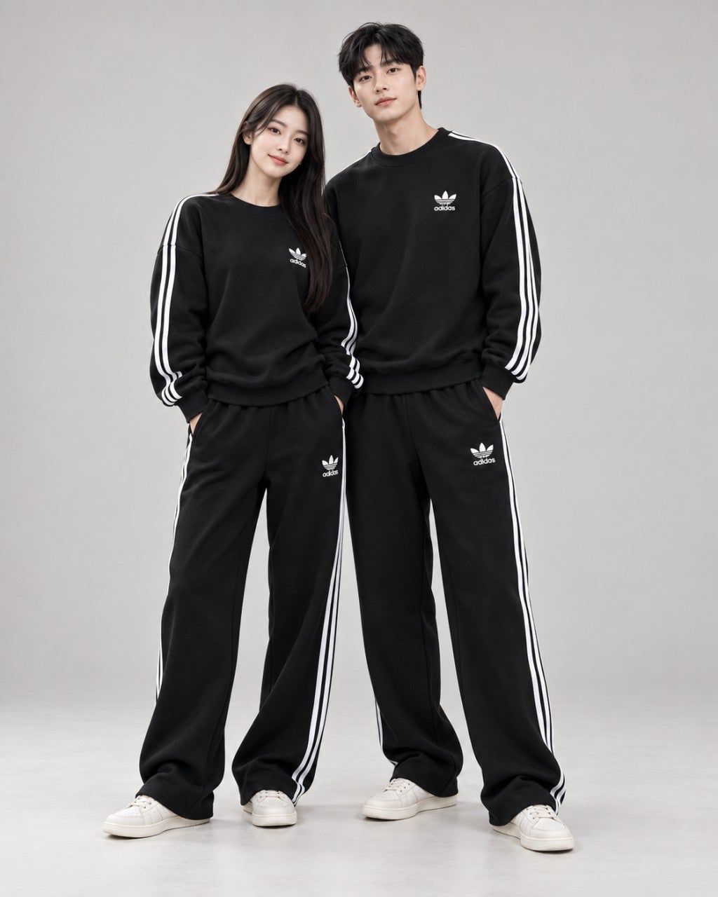 아디다스 기모 3선 맨투맨 세트-