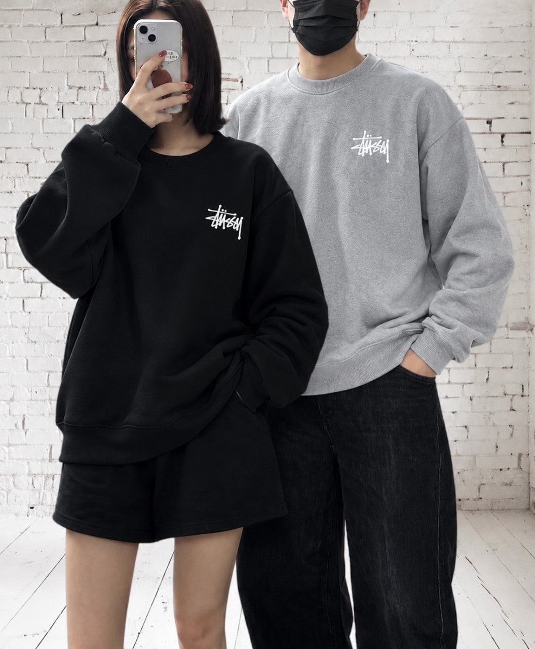 스투시 기모 빅로고 맨투맨-